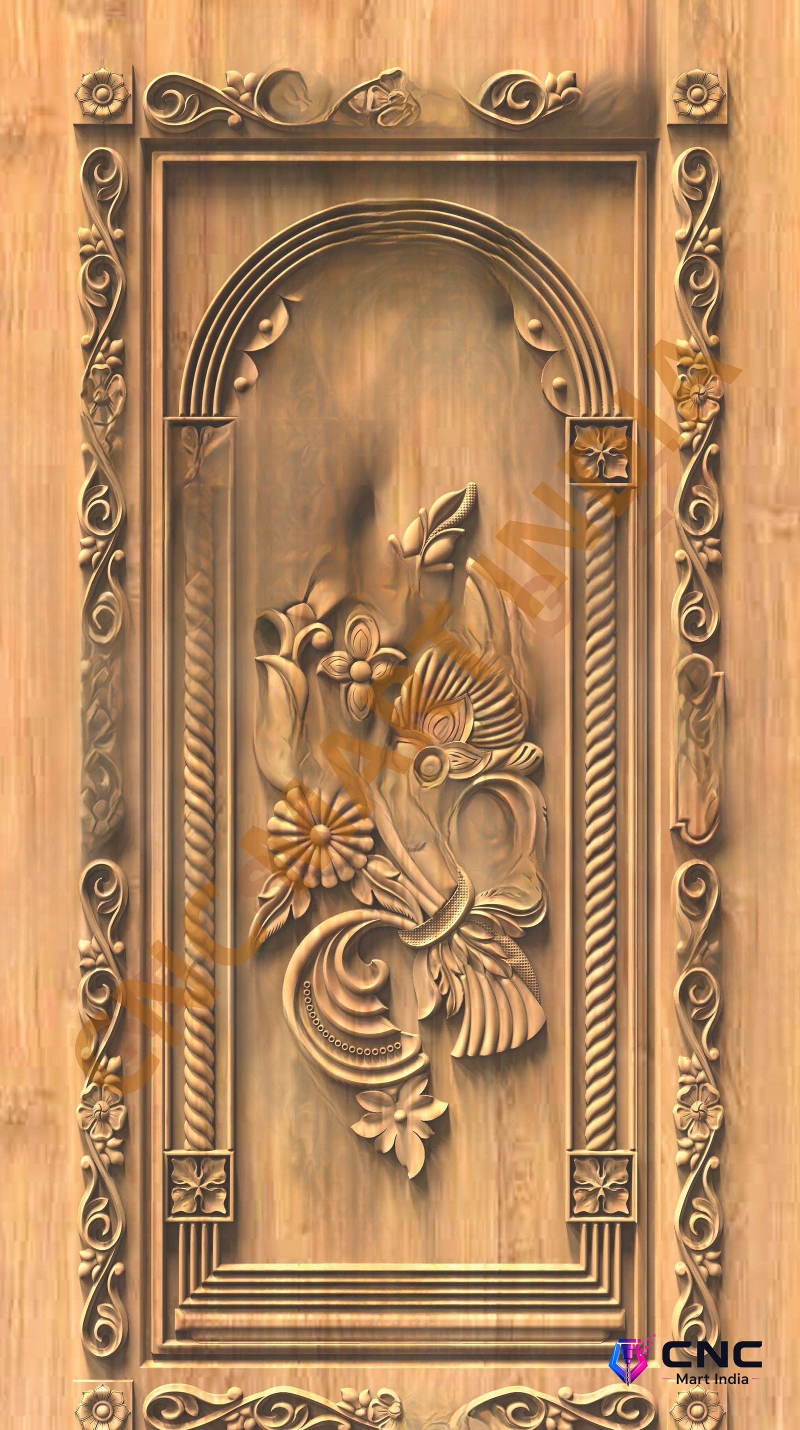 GSK EMBOSSING - EMD-84 Traditional Floral Arch Door 3D Relief Model